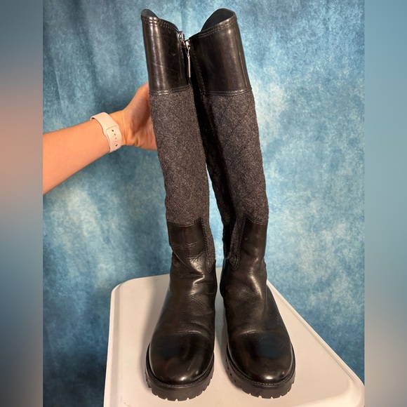 Tory Burch Rosalie Quilted Riding Boots Black Women’s 7.5 - Picture 3 of 10